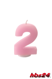 Kerzen Zahl 2 in rosa - hbs24